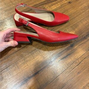 Naturalizer Ginger flats red slingback pointed toe kitten block heel size 8 NEW